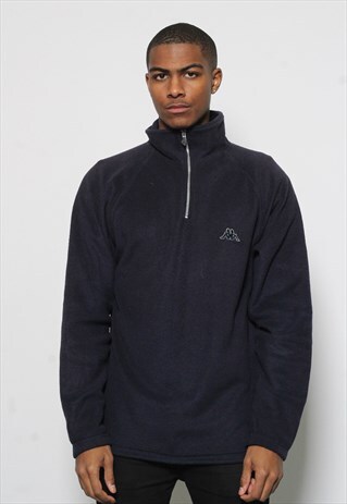 VINTAGE KAPPA 1/4 ZIP LOGO FLEECE BLUE
