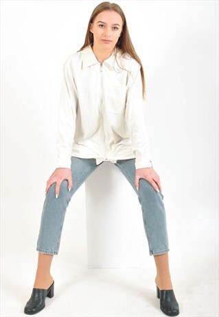VINTAGE 90'S VELVET BLOUSE IN WHITE