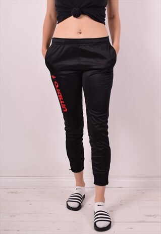 UMBRO WOMENS VINTAGE TRACKSUIT TROUSERS W27 L26 BLACK 90S