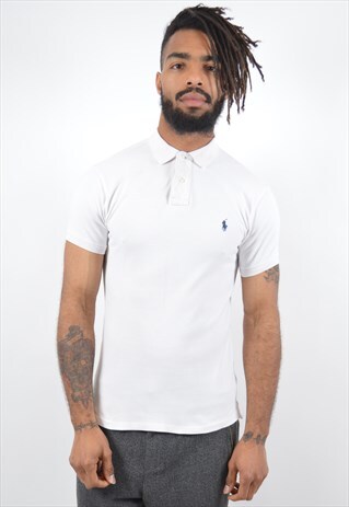 POLO RALPH LAUREN MENS VINTAGE POLO SHIRT SMALL WHITE 90S