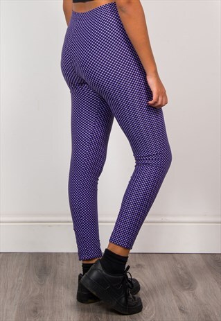 VINTAGE 90'S PURPLE CHECKER BOARD LEGGINGS