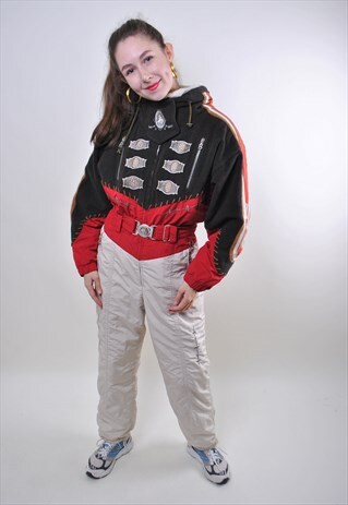 VINTAGE WOOL BOGNER SKI SUIT, 80S MULTICOLOR WOMAN SNOWSUIT