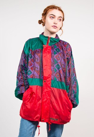 90'S BRIGHT CRAZY PATTERN CAGOULE JACKET