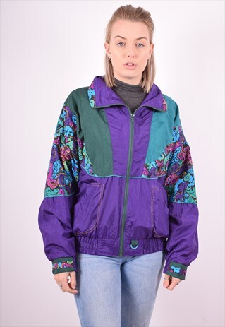 WOMENS VINTAGE TRACKSUIT TOP JACKET LARGE MULTI 90S