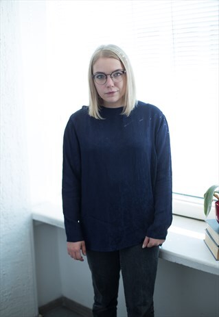 VINTAGE 80'S NAVY LONG SLEEVED BLOUSE