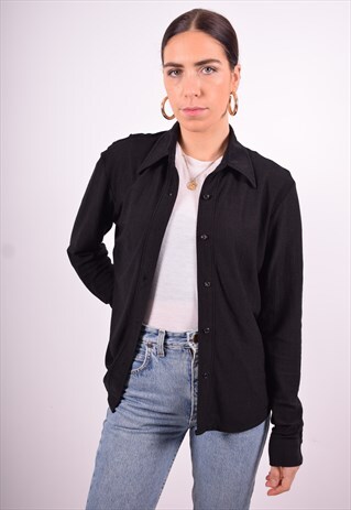 GUESS WOMENS VINTAGE SHIRT LARGE BLACK 90'S