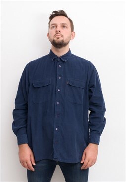 1902 Vintage Men's XL Shirt Soft Corduroy Long sleeve Blue