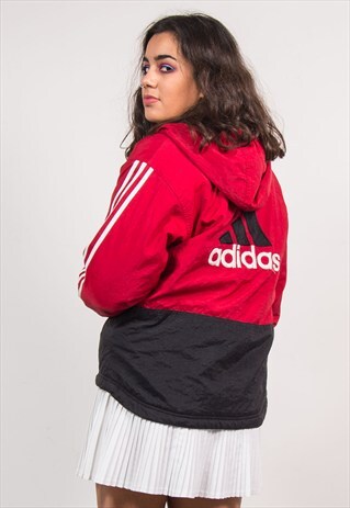 90'S VINTAGE RED ADIDAS PADDED COAT JACKET