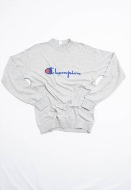 Vintage 90s Grey Logo Lightweight Sweatshirt Unisex L