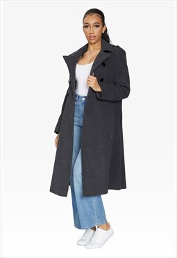 Shannon A-Line Double Breasted Coat (Grey)