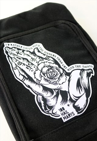 BLACK FLIGHT BAG WITH WOVEN PATCH