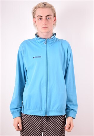 DIADORA MENS VINTAGE TRACKSUIT TOP JACKET MEDIUM BLUE 90S