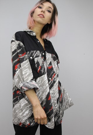 VINTAGE 80S/90S OVERSIZED PATTERNED SHIRT
