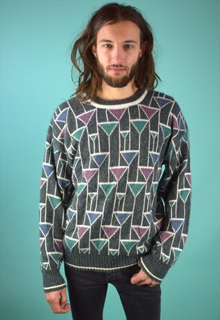 VINTAGE 90'S PATTERNED KNIT JUMPER