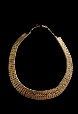 80's Vintage Ladies Gold Metal Necklace Evening 