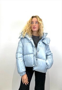 Cropped cozy puffer in Ice 
