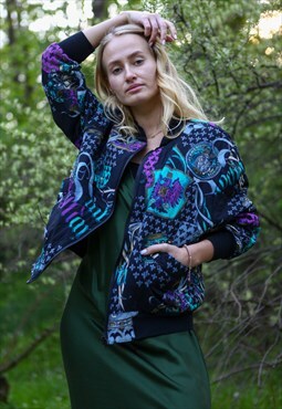 Vintage 90's Pattered Bomber Jacket Medium