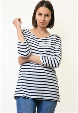 Bogner White Striped Long Sleeve Tshirt size M L 4612