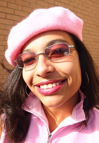 PINK TINT SMALL SUNGLASSES WITH DIAMONTE