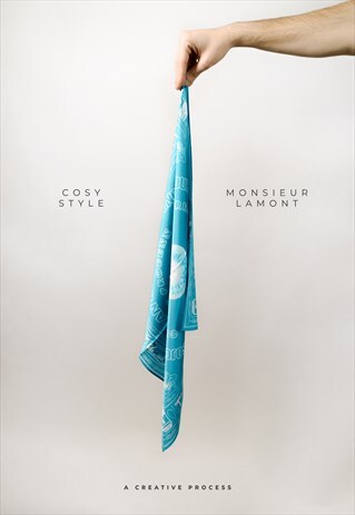 COSY X MNSR - THE WELL IS DRY BANDANA IN TURQOISE BLUE CHAR