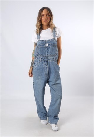DENIM DUNGAREES CALVIN KLEIN WIDE LEG VINTAGE UK 12 (F4C)