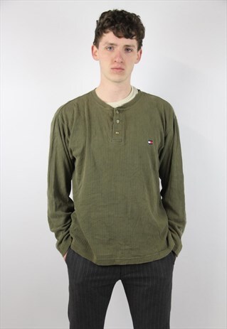 VINTAGE TOMMY HILFIGER KHAKI RIBBED T-SHIRT