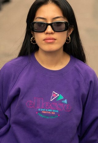 VINTAGE ELLESSE SPELL-OUT SWEATSHIRT IN PURPLE