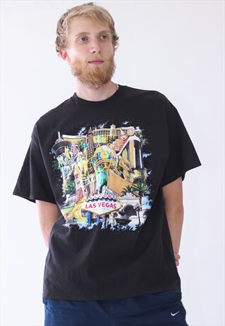 90S VINTAGE MENS GRAPHIC LAS VEGAS BIG LOGO T-SHIRT