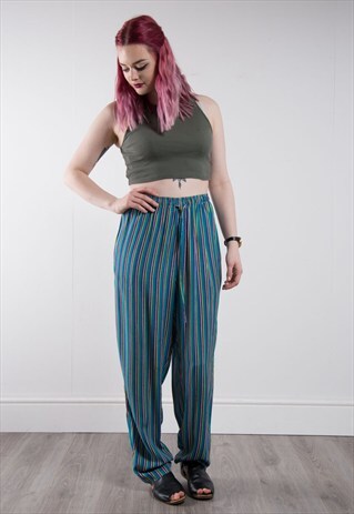 90'S STRIPED HIPPIE BOHO SUMMER TROUSERS