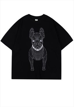 Pug t-shirt dog print tee unusual top in black