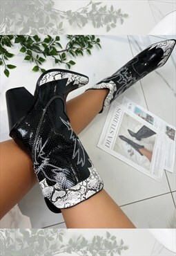 Cowboy Boots Women's Black Embroidered Western Cowgirl boots