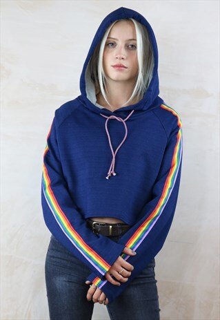 CROP RAINBOW HOODIE