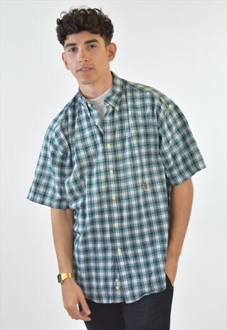 VINTAGE 90S GREEN CHECKERED TOMMY HILFIGER SHIRT