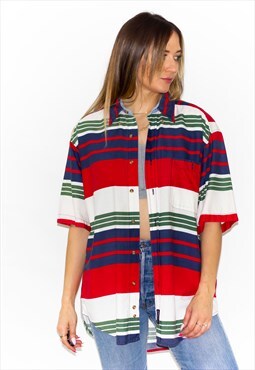 Vintage 90's Striped Oversized Shirt / Jacket