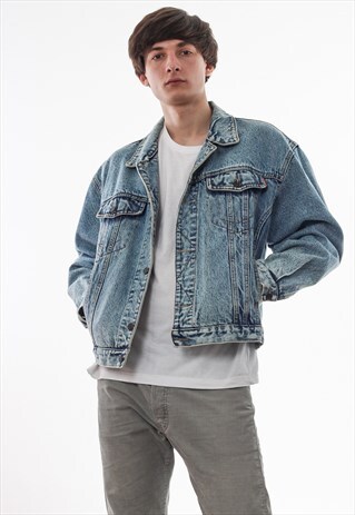 VINTAGE DIESEL TRUCKER 90S BLUE DENIM JEANS DYED