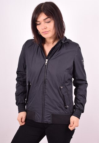 CHAMPION WOMENS VINTAGE JACKET MEDIUM BLACK 90S