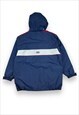 REEBOK VINTAGE 90S BLUE, WHITE AND RED HOODED PADDED JACKET 