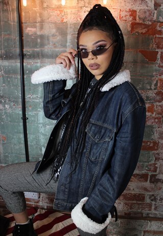 VINTAGE REMADE SHEARLING DENIM JACKET
