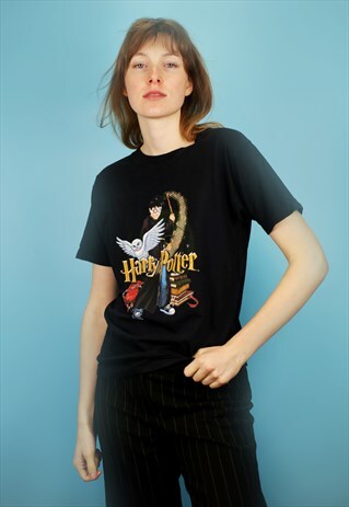 BLACK HARRY POTTER PRINT T-SHIRT