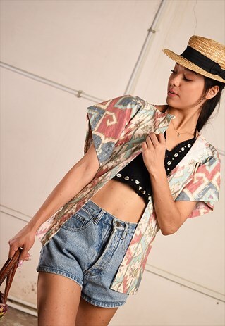 70'S STYLE RETRO BOHO ETNIC PATTERN KIMONO JACKET