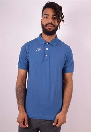 KAPPA MENS VINTAGE POLO SHIRT MEDIUM BLUE 90S