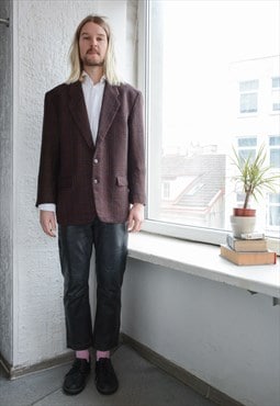 Vintage CACHAREL Maroon Houndstooth Wool Blazer Jacket