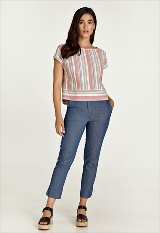 BLUE DENIM STYLE COTTON PANTS