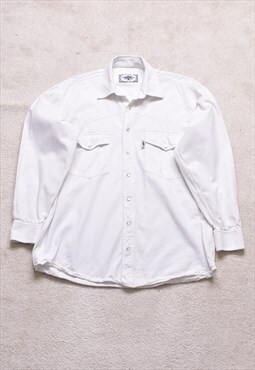 Vintage 90s White Western Denim Shirt