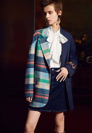 WINTER COAT, HALF & HALF, NAVY BLUE