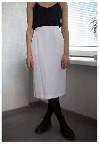 VINTAGE 60'S HIGH WAISTED MIDI SKIRT IN WHITE