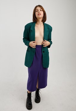 Vintage Purple High Waisted Wool Midi Skirt