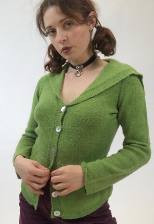 90S DOES 70S GREEN COLLARED CARDIGAN