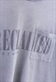 VINTAGE RECLAIMED VINTAGE OVERSIZED TEE GREY WITH POCKET