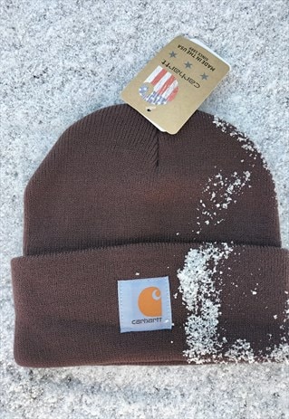 New Wool Carhartt Plum/Brown Logo Beanie Hat